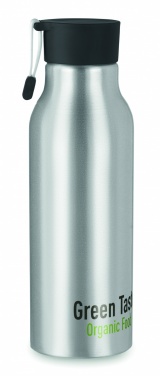 Logo trade promotional giveaways picture of: Single-walled 500 ml aluminum bottle with a PP cap and a silicone strap