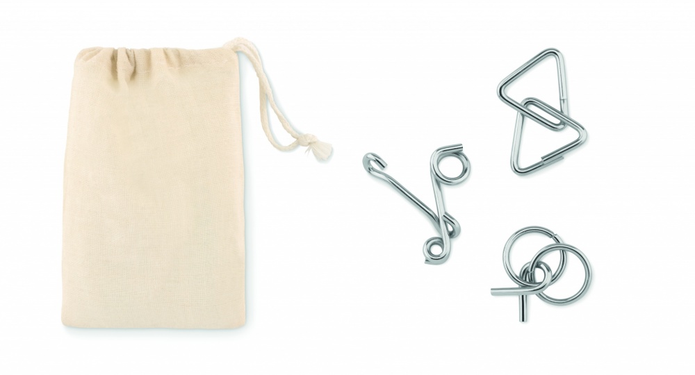 Logo trade promotional merchandise picture of: Set of 3 metal brain teasers