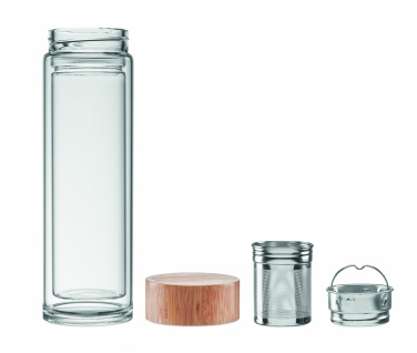 Logotrade corporate gift picture of: Double wall glass bottle 400ml München