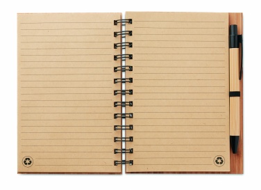 Logo trade promotional merchandise picture of: Bamboo notebook with pen lined BAMBLOC