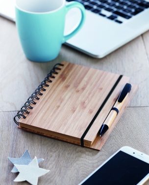 Logo trade promotional merchandise photo of: Bamboo notebook with pen lined BAMBLOC