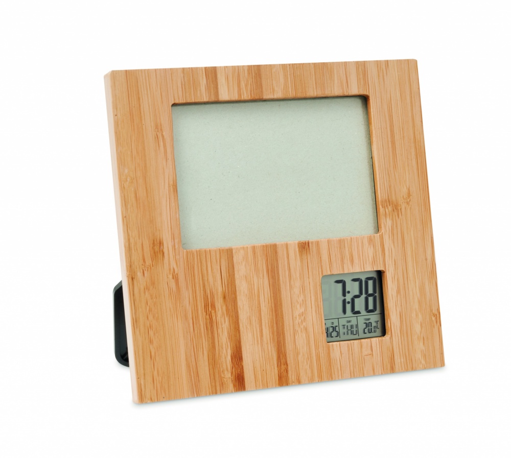 Logo trade corporate gifts image of: Photo frame with weather statio