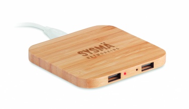 Logo trade advertising products picture of: Bamboo wireless charge pad 5W
