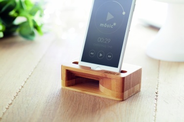 Logotrade advertising product picture of: Bamboo phone stand-amplifier CARACOL
