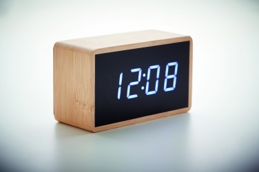Logo trade promotional gifts image of: LED alarm clock bamboo casing Düsseldorf