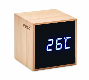 Logo trade promotional giveaways picture of: LED alarm clock bamboo casing Dortmund