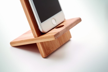 Logo trade promotional merchandise photo of: Bamboo phone stand/ holder WHIPPY