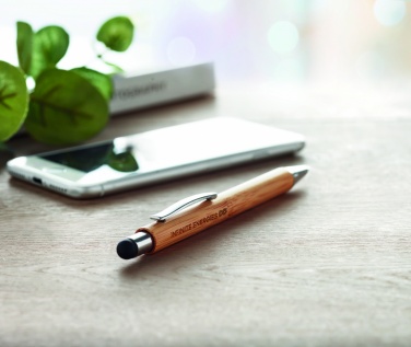 Logo trade promotional product photo of: Bamboo ballpoint pen with blue ink