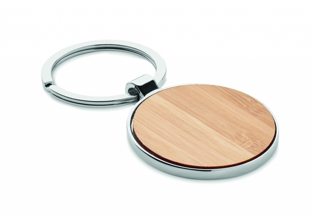 Logotrade promotional items photo of: Round key ring metal bamboo Dobele