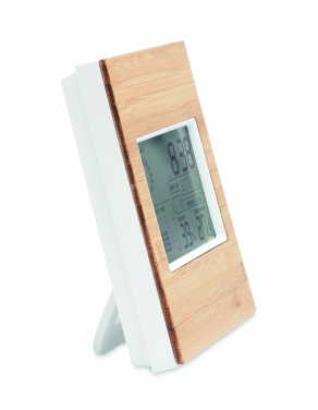 Logo trade promotional gifts image of: Weather station bamboo front TURKU