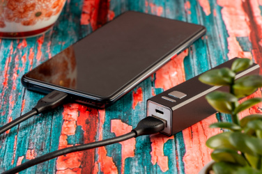 Logo trade promotional products image of: Metal power bank PORT HOPE 2200mAh
