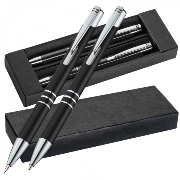 Logo trade corporate gift photo of: Metal writing set CLAREMONT