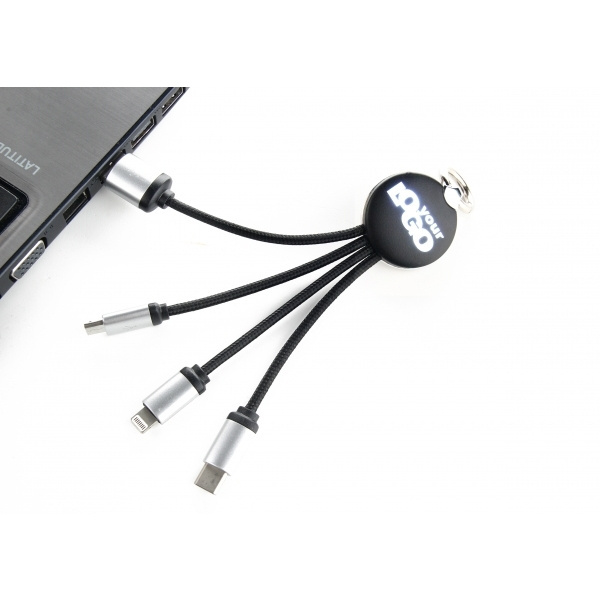 Logo trade corporate gifts image of: 3in1 cable with enlighted logo for engraving, RXD-368