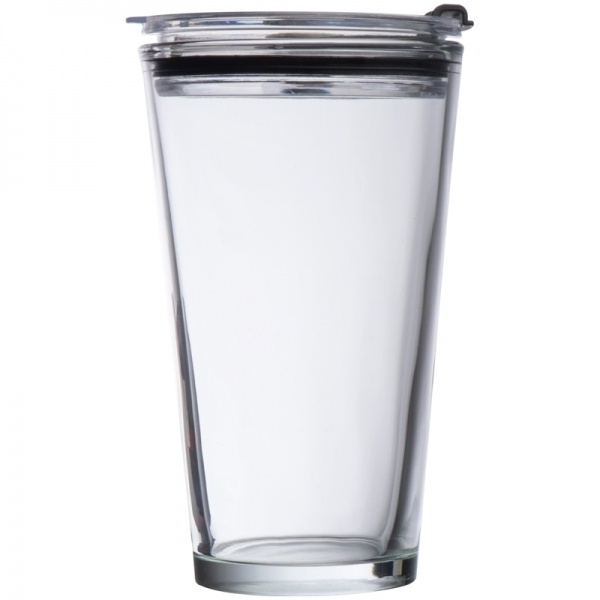 Logo trade promotional item photo of: Glass mug with lid WATTENSCHEID 400 ml