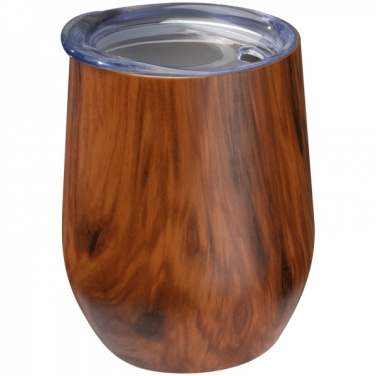 Logotrade advertising products photo of: Stainless steel mug with wooden look BRIGHTON 380 ml