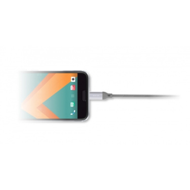 Logo trade business gift photo of: Nylon data transfer cable LK30 Type - C Quick Charge 3.0