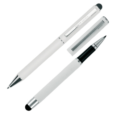 Logo trade business gift photo of: Writing set ballpoint pen & roller soft touch CLAUDIE