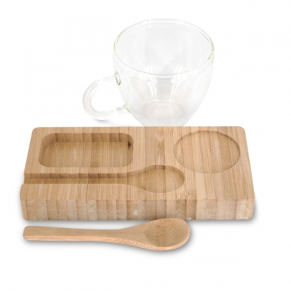 Logotrade promotional merchandise image of: Tray with cup and spoon FORMOSA 150 ml