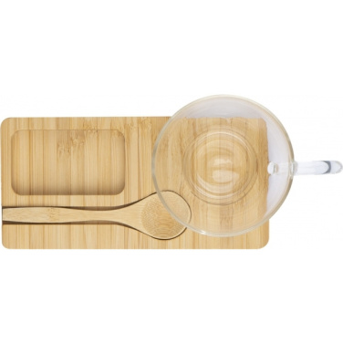 Logo trade business gifts image of: Tray with cup and spoon FORMOSA 150 ml