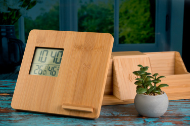 Logotrade promotional gift picture of: Bamboo weather station GRANADA