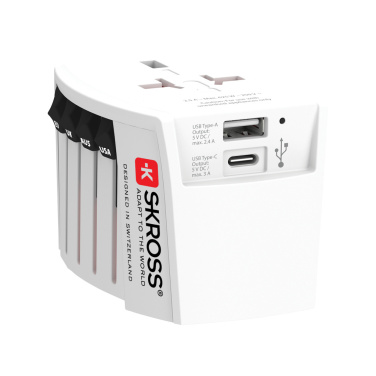 Logo trade corporate gift photo of: SKROSS World Travel Adapter MUV 2-pole with USB A and C