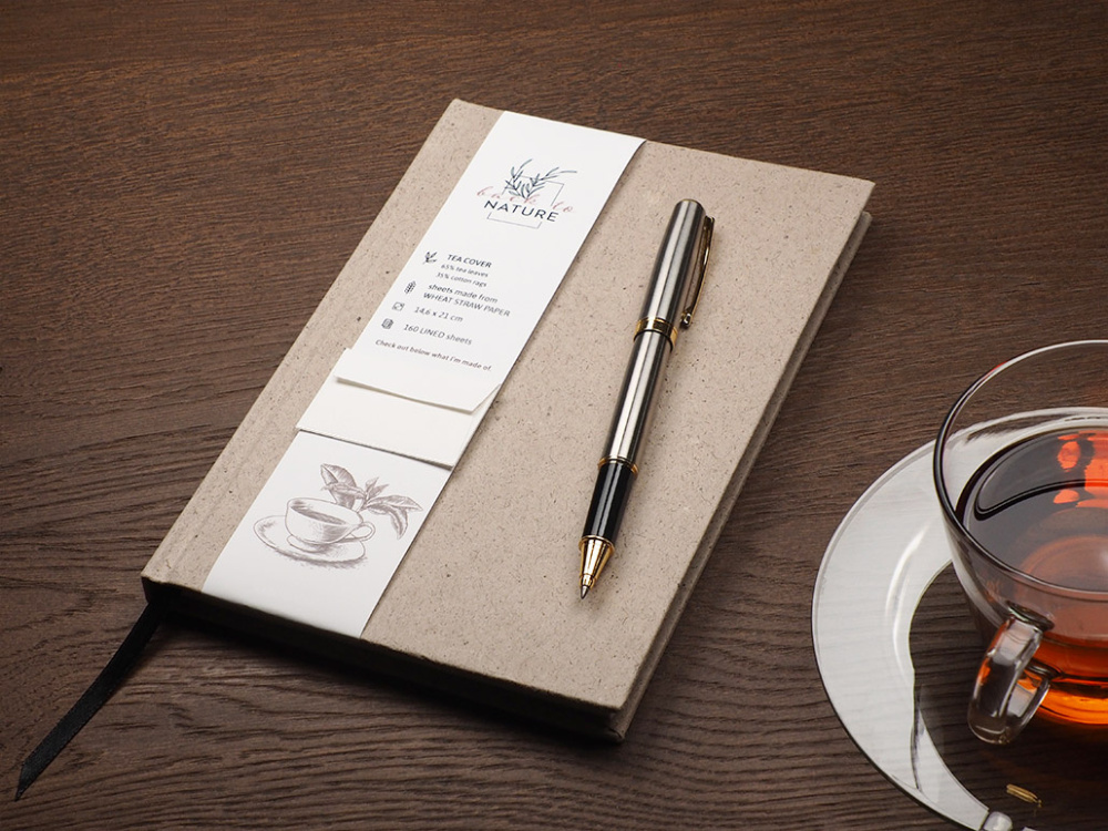 Logo trade promotional products image of: Recycled Tea Notebook 209734000