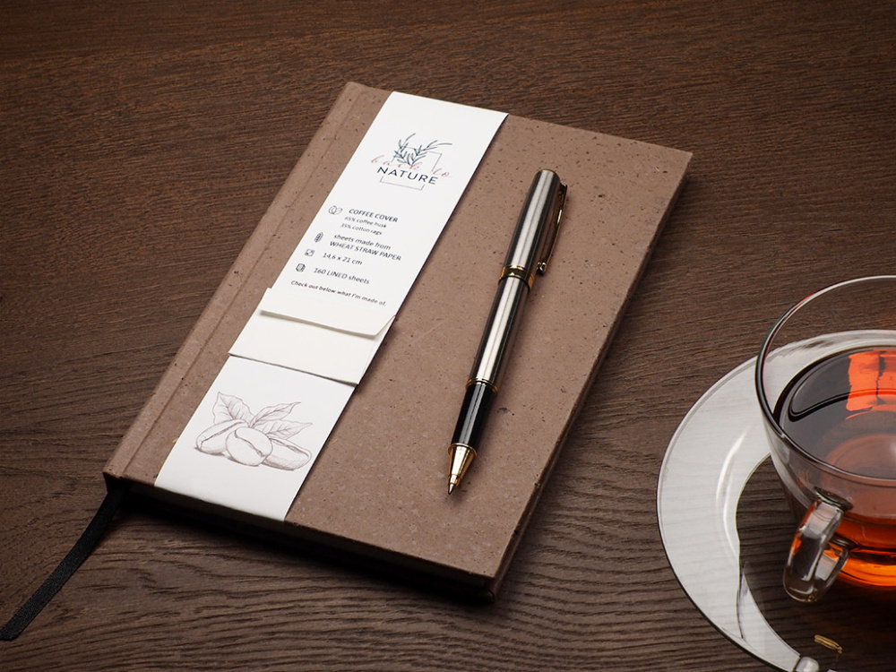 Logo trade business gifts image of: Recycled Coffee Notebook 209733900