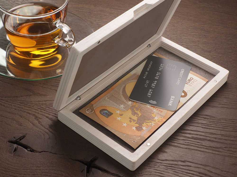 Logo trade promotional gifts picture of: Wooden bill box 1816121