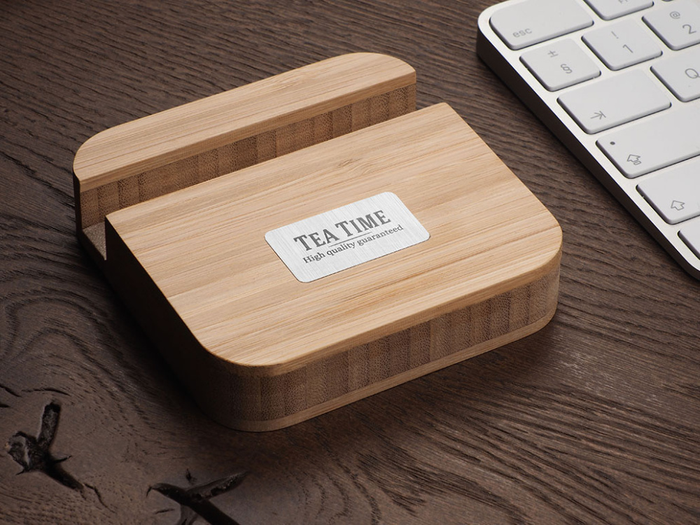 Logo trade business gifts image of: Wooden telephone stand 1847292
