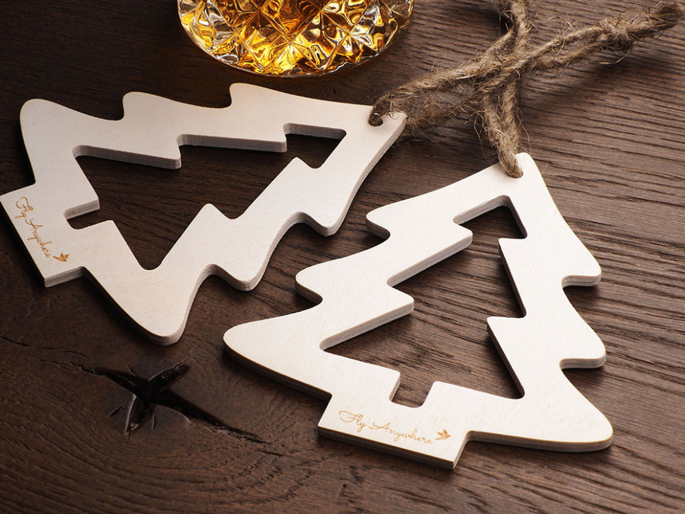 Logo trade promotional giveaways image of: Wooden Christmas Decoration 1855121