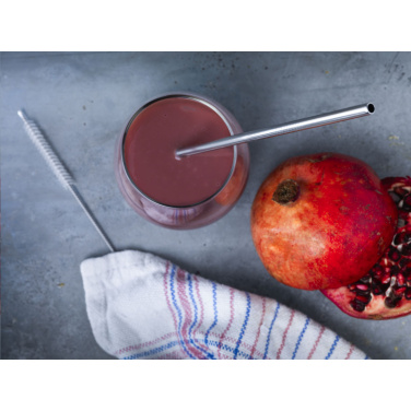Logo trade business gifts image of: Reusable 1 piece ECO Straw Set stainless-steel straw