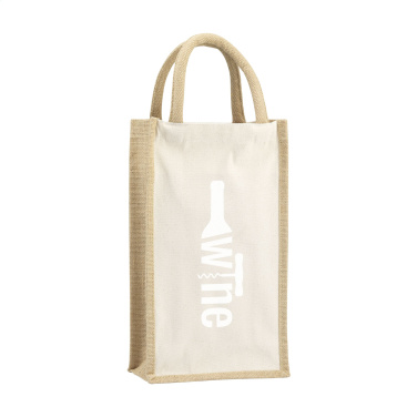 Logo trade business gifts image of: Jute Canvas Double Wine Bag