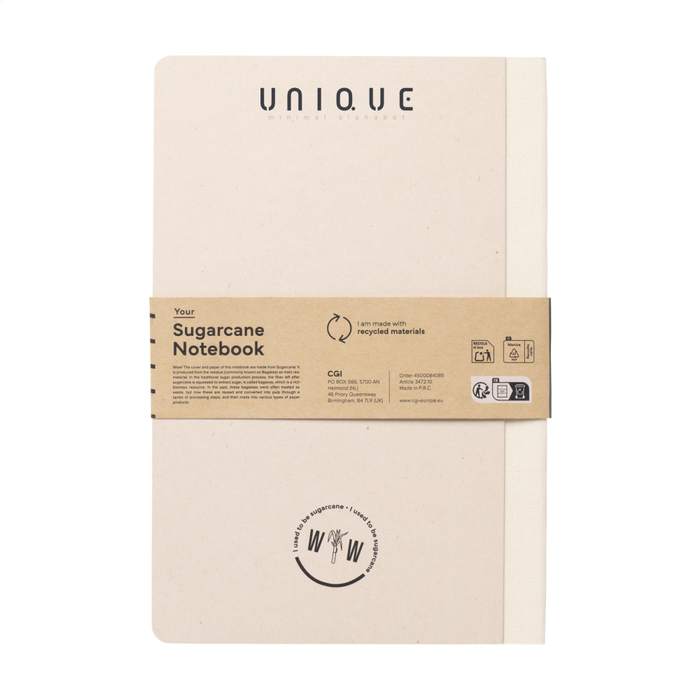 Logo trade promotional item photo of: Sugarcane Paper Notebook A5
