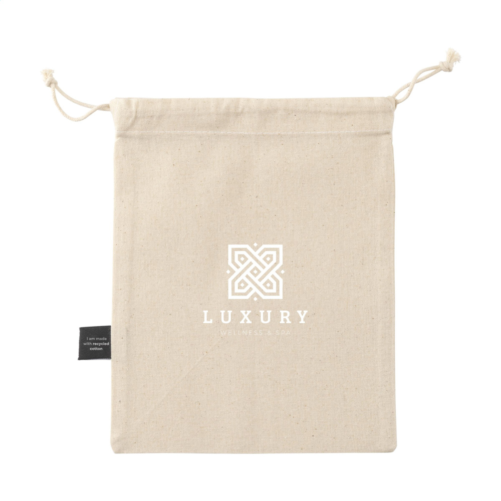 Logo trade promotional merchandise image of: Gift Pouch Natural GRS Recycled Cotton (150 g/m²) S