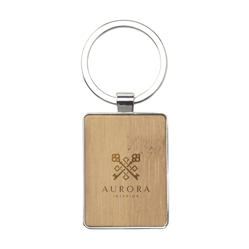 Logotrade promotional product image of: Bamboo Key Rectangle keyring