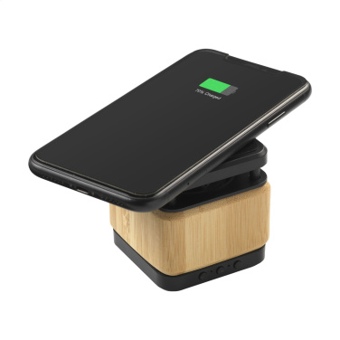 Logotrade promotional merchandise photo of: Bamboo Block Speaker with wireless charger