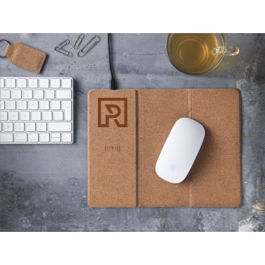 Logo trade promotional merchandise image of: Cork Wireless Charging Mousepad