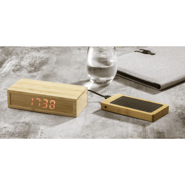Logo trade corporate gift photo of: Bamboo Alarm Clock with Wireless Charger