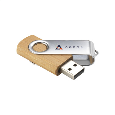 Logo trade business gifts image of: USB Twist Bamboo 8 GB