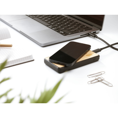 Logo trade business gift photo of: Boru Bamboo RCS Recycled ABS Powerbank Wireless Charger