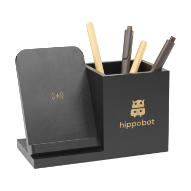 Logo trade promotional gifts picture of: Bamboo Boss 15W charger/pen holder