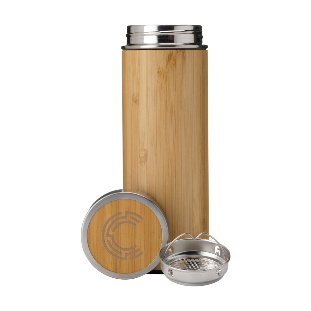 Logo trade promotional merchandise picture of: Osaka 360 ml bamboo thermo bottle/thermo cup