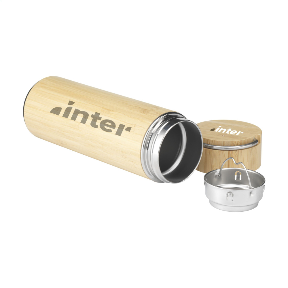 Logo trade promotional giveaways picture of: Nikko 330 ml bamboo thermo bottle/thermo cup