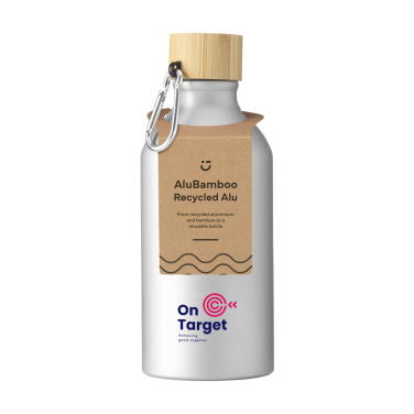 Logo trade promotional merchandise photo of: AluBamboo GRS Recycled Alu 500 ml water bottle