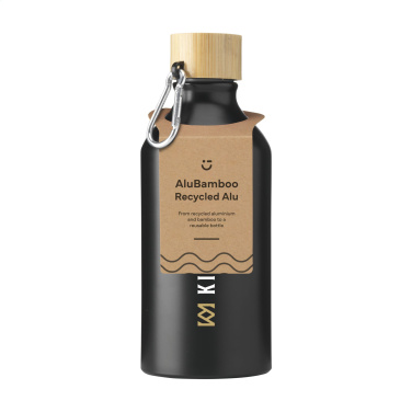 Logo trade promotional giveaways image of: AluBamboo GRS Recycled Alu 500 ml water bottle