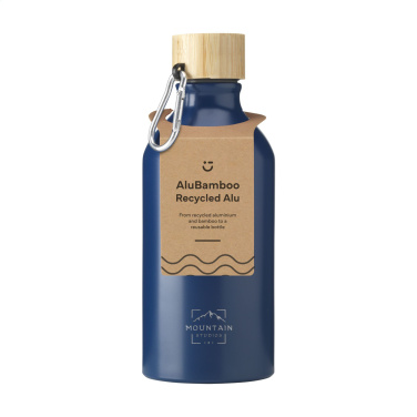 Logo trade advertising products image of: AluBamboo GRS Recycled Alu 500 ml water bottle