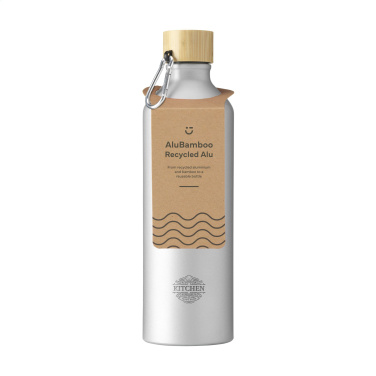 Logo trade promotional gifts image of: AluBamboo GRS Recycled Alu 750 ml water bottle