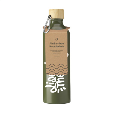 Logo trade advertising products picture of: AluBamboo GRS Recycled Alu 750 ml water bottle