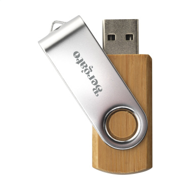 Logo trade promotional items picture of: USB Twist Bamboo 64 GB