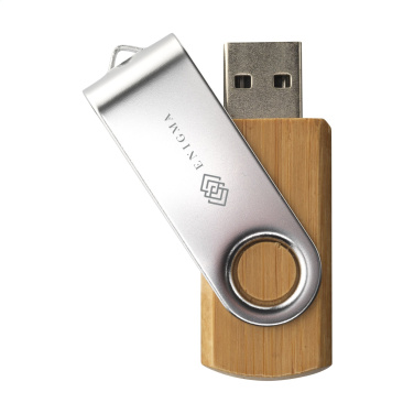 Logo trade corporate gifts image of: USB Twist Bamboo from stock 4 GB
